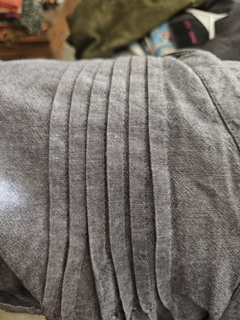 Speed Control Gray Pintuck Button-Front Shirt Jacket - Picture 7 of 10